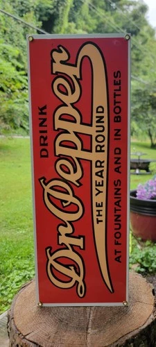 Dr Pepper soda Bottles & Fountain Vintage Retro advertising porcelain Sign