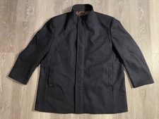 Hart Schaffner Marx GENOA Wool Blend Navy Blue Twill Car Coat - Size 3XB