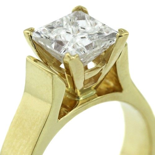 3/4ct G VVS2 Princess Natural Certified Diamond 14k  Solitaire Engagement Ring - Picture 8 of 10