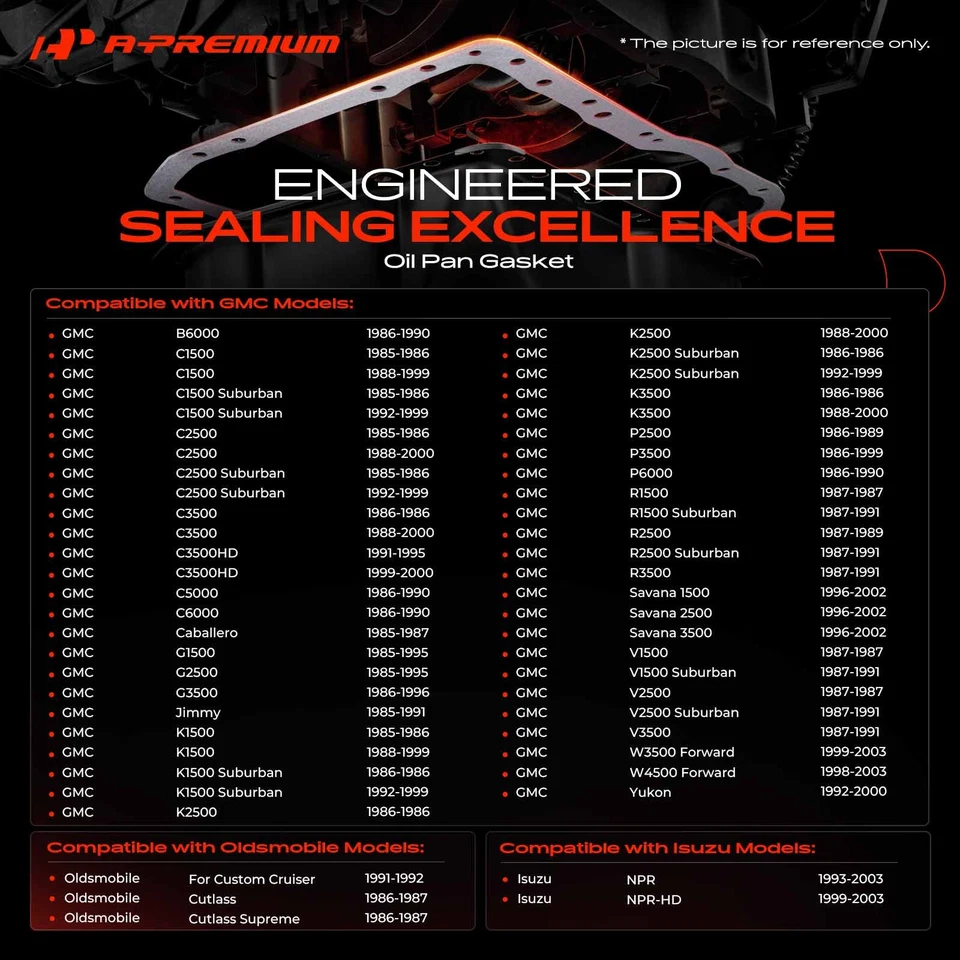 Комплект прокладок масляного поддона двигателя A-Premium для GMC C1500 Jimmy Yukon Cadillac Pontiac - Изображение 4 из 4