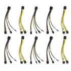  10 Pcs Pcie Riser Graphics Cards Extension Cable Splitter Power Cord