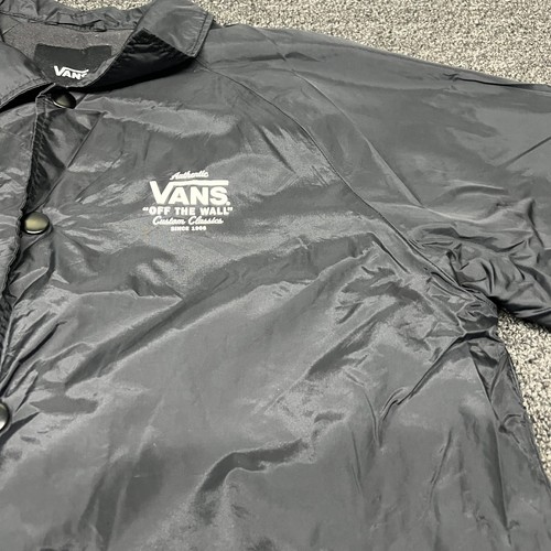 Vans Men's Black Windbreaker Button Up Collared Jacket Size Medium Logo - Picture 3 of 14