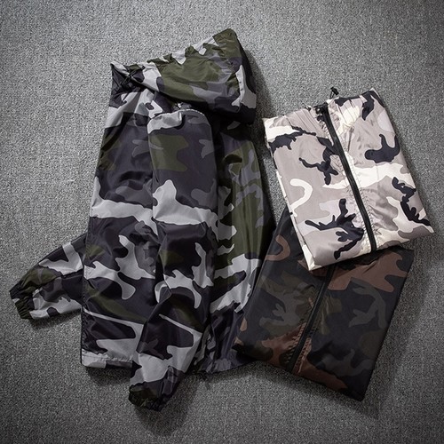 Mens Camouflage Zipper Pockets Coat Windproof Printed Hooded Jackets Long Sleeve - Picture 4 of 30