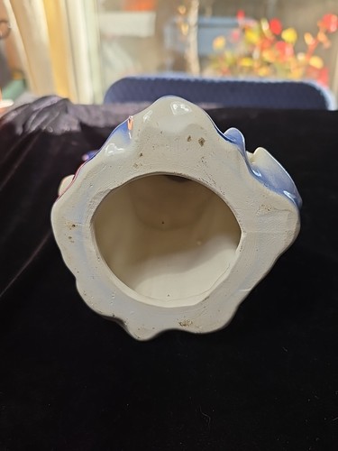 "Estatuilla de ángel alado azul porcelana 9"" ángel de cerámica esmaltada vintage" - Imagen 8 de 8