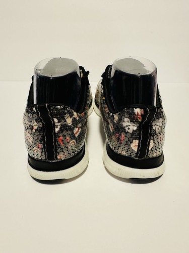 Skechers Womens Flex Appeal Emoji Sneaker Size 7.5 Black Embellished - Picture 2 of 13
