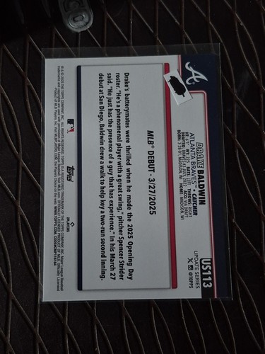 Drake Baldwin 2025 Topps Update Series Baseballkarte - Bild 2 von 2