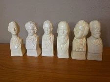 HERCO Vintage Composers 6 Famous Statuettes Busts: Mozart, Brahms, Beethoven, ..