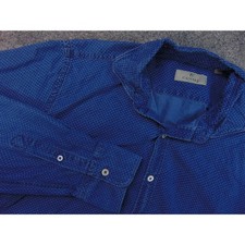 CANALI Shirt Mens Large Blue Dotted Long Sleeve Button Down Made in Italy