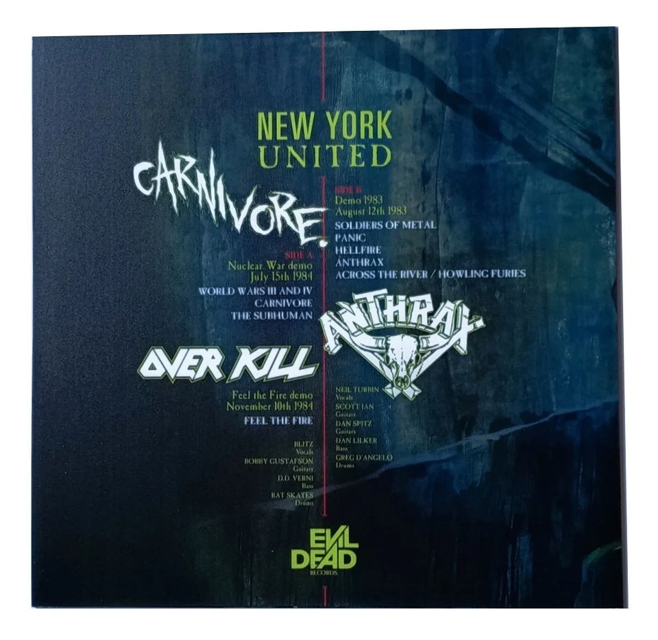 OVER KILL, CARNIVORE, ANTHRAX NEW YORK UNITED - LP Yellow Translucent Vinyl 2024 - Photo 2/3