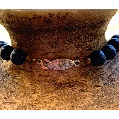 Vintage Lapis Lazuli Hand Knotted Beaded Necklace - Picture 7 of 7