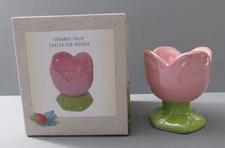 Cracker Barrel Ceramic "Pink Tulip" Easter Egg Holder