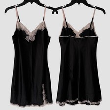 Victorias Secret Black Slip Dress Babydoll Chemise M Lingerie Y2K Style Feminine