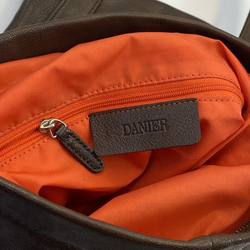 Danier Genuine Leather Brown Crossbody Shoulder Bag Foldover Satchel GUC - Picture 10 of 12