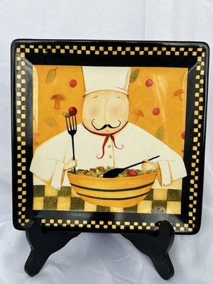 Certified International Chef w/salad Ceramic Square Dinner Plate Dan Di Paolo