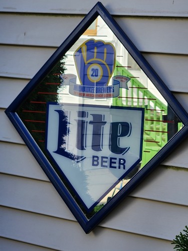 1989 Miller Lite Beer Sign Mirror Milwaukee Brewers 18-1/2" Home Plate Vtg USA - Picture 12 of 24