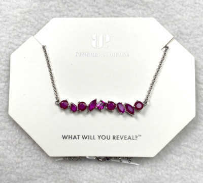 BP Bomb Party Lab Ruby Rhodium Plating RBP7736 Necklace 18  Timeless Bar NWT