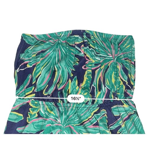 Lilly Pulitzer Strapless Matilda Maxi Dress Navy Tiger Palm Print XL Tropical - Picture 10 of 13