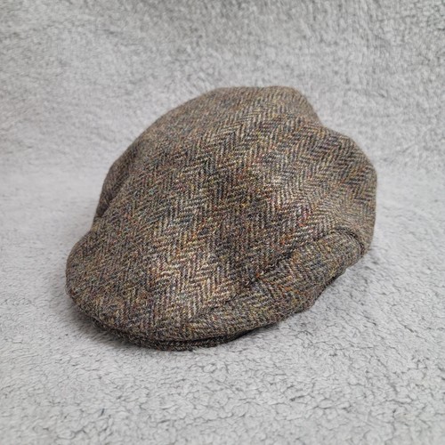 Gorra plana Harrris Tweed de lana para conducir para hombre XL marrón espiga excelente - Imagen 3 de 16