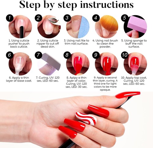 Nicedeco Base y Top Coat Semipermanente UV LED Soak off Kit de Uñas Sin - Imagen 6 de 9