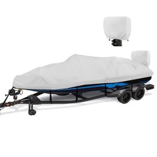 1200D Waterproof Boat Cover for 14'-16' Bass & V-Hull Boats - Heavy Duty Gray