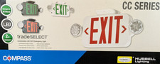 HUBBELL LIGHTING LED EXIT EMERGENCY SIGN W/ GREEN LETTERS & BATTERY 120-277V CCG