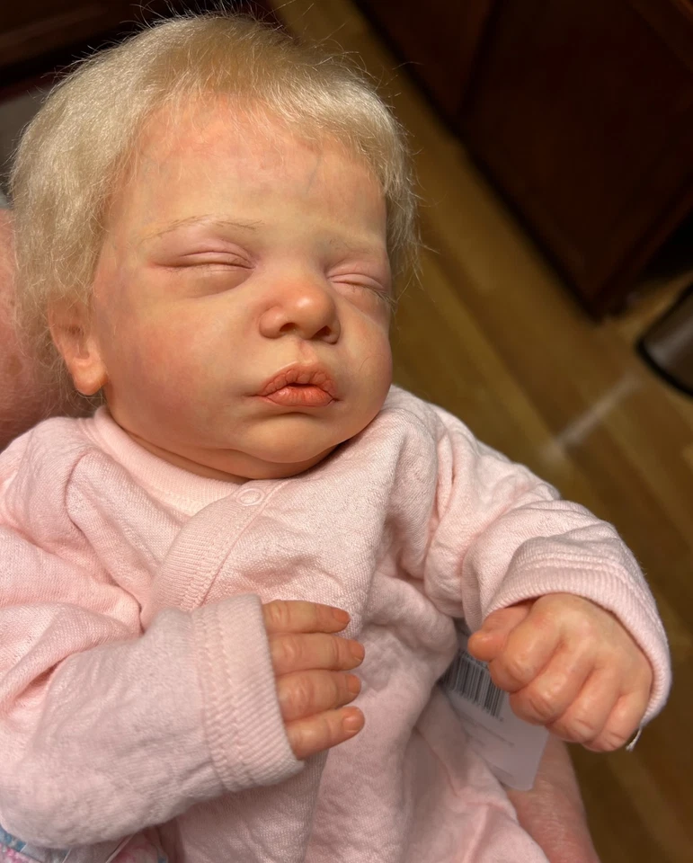 Reborn  ROMY by GUDRUN LEGLER , COA, Micro-rooted blonde, sleeping, 19" girl/boy - Image 2 of 4