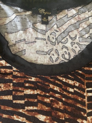 Cupio Gorgeous Animal Print Handkerchief Hem Tunic Dress Size Medium EUC - Afbeelding 4 van 7