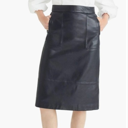J Crew Collection A-Linien-Midirock schwarz Leder Damengröße 8 " - Bild 1 von 11