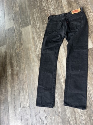 Levis Jeans Mens 34x32 Black 501 Straight Fit Button Fly Denim Casual Preppy - Picture 7 of 7