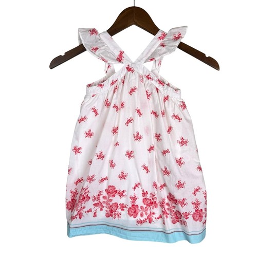 Janie & Jack Girls Youth 4 100% Cotton Floral Ruffle Strappy Summer Spring Dress - Picture 2 of 10