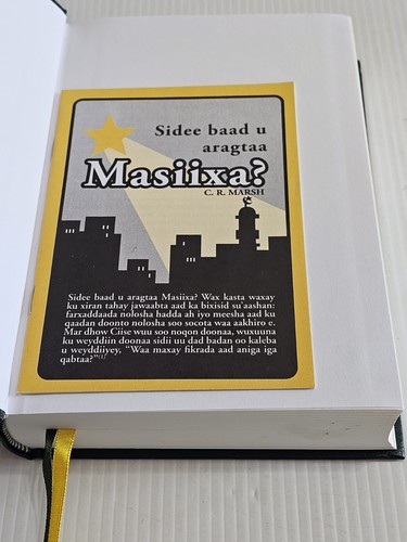 Somali Bible Kitaabka Quduuska Ah, Green and Gold Hardcover Bible V.Good - Picture 5 of 8