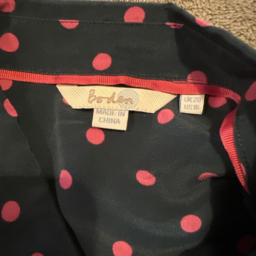 BODEN Sienna Silk Shirt Blouse Button Up Green Dotty Spot Pink Polka Dots Sz 16 - Bild 15 von 17