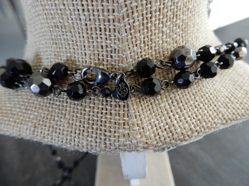 Vintage Premier Designs blau/schwarz & metallisch Perlen Halskette signiert - Bild 4 von 6