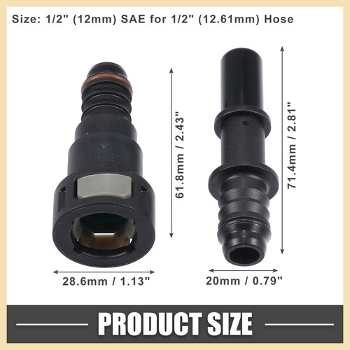 1/2" SAE to 1/2" Car Fuel Line Hose Quick Release Connector Straight 1 Set New - Bild 3 von 6