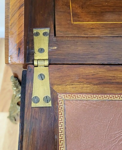 Antique 19th Century French Louis XV Inlaid Convex Slant Front Desk Hidden Slide - Picture 8 of 15