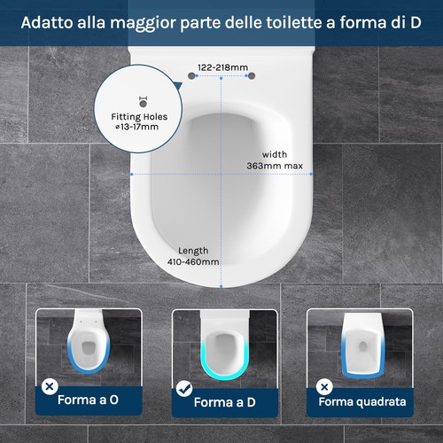 Copriwater Sedile WC Coperchio con Chiusura Ammortizzata Soft Close Toilet Seat - Foto 22 di 24