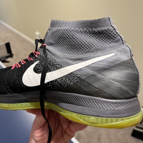 Nike Zoom All Out Flyknit Running  Black Grey Volt  Men's Sz 12.5 Pre Owned - Picture 16 of 24
