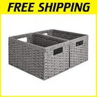 Handwoven Rectangular Organizer Baskets, 2-Pack
