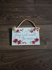 Wall Hanging Plaque Sign With Stop And Smell The Roses Slogan