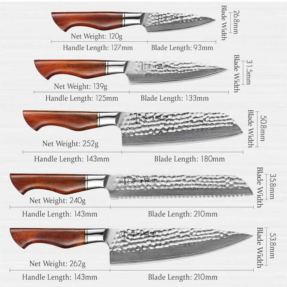 HEZHEN Damastmesser Set, 73 Lagen Damas Stahl Küchenmesser, Profi Kochmesser - Bild 3 von 4