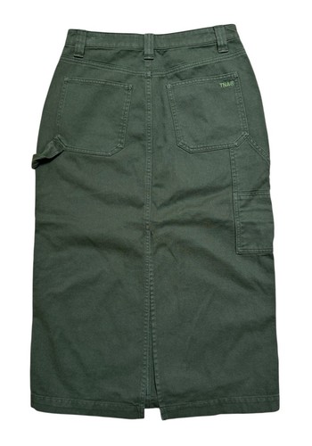 Falda Aritzia TNA Talla 4 Greenwich Carpintero Midi Fatiga Verde Algodón Denim Nueva - Imagen 6 de 9