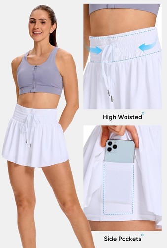 Soft Athletic Shorts for Women Workout Running Gym Yoga High Waist Phone Holder - Picture 4 of 6