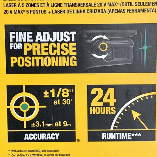 DEWALT DCLE34520GB 20V MAX Laser Senza Fili 5 Punti Linea Verde SOLO STRUMENTO - Foto 4 di 4