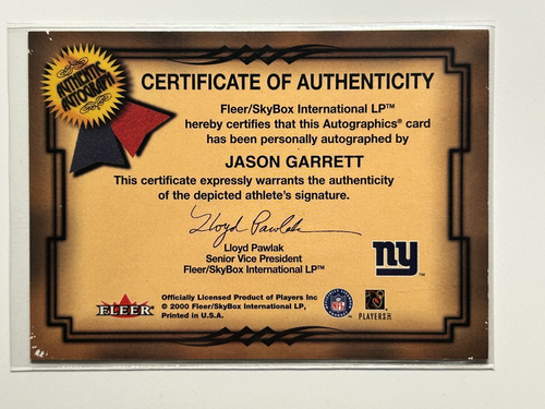 Jason Garrett AUTO Fleer Autographics 2000 Tradition Autograph SP Cowboys READ - Picture 2 of 2