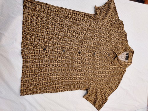 APC rue madame Paris men's gold patterned short sleeve button up shirt, size s - Picture 1 of 6