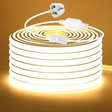 LED COB Neon Strip Lights 220V Flexible Tape Rope Lamp Waterproof IP67 + UK Plug