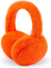 Winter Ear Muffs for Women Girls Faux Fur Cute White Earmuffs Fluffy Orange
