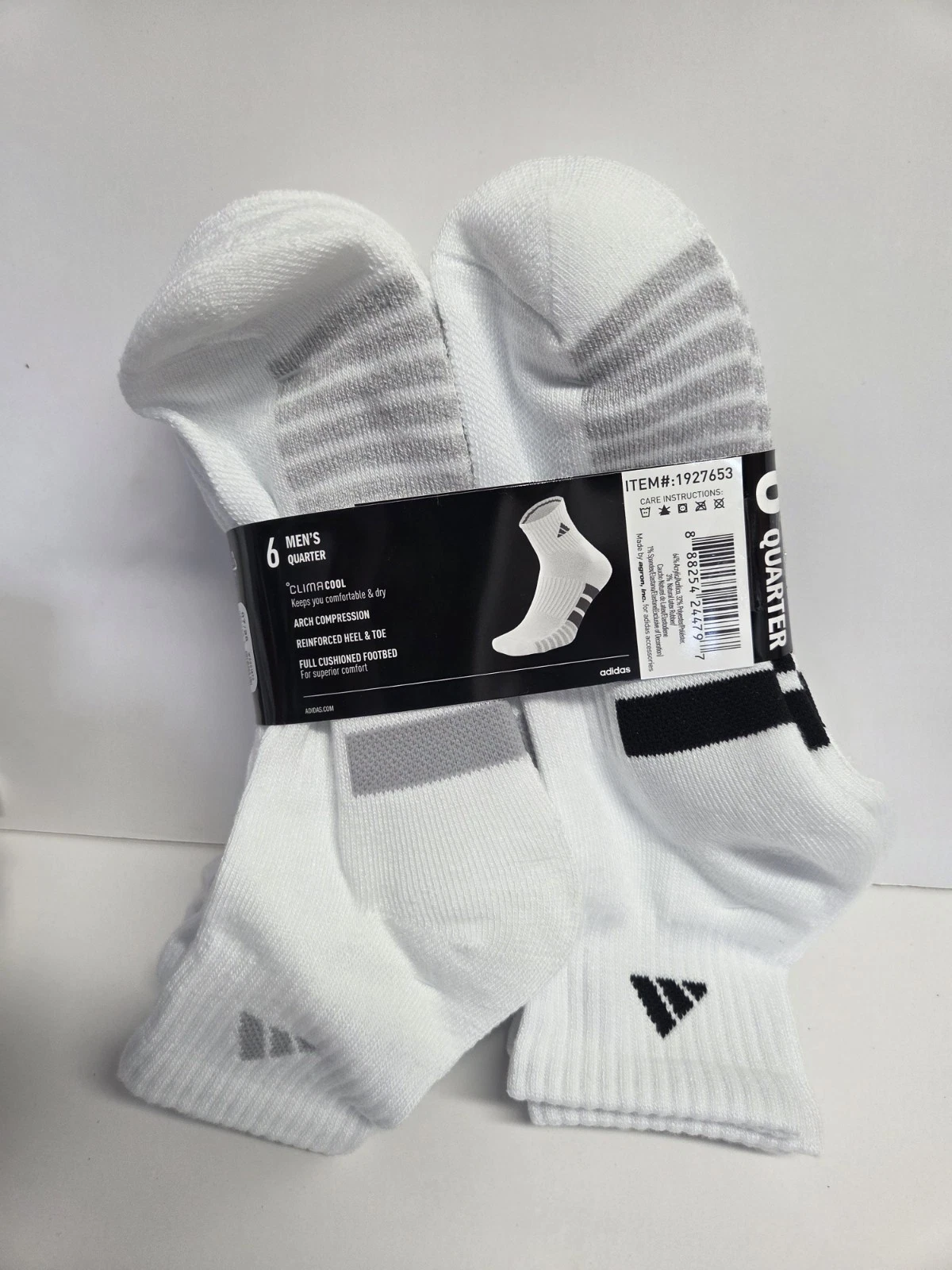 Adidas Men's Low-Cut Performance Socks Size 6-12 Cushioned Athletic 6 Pairs