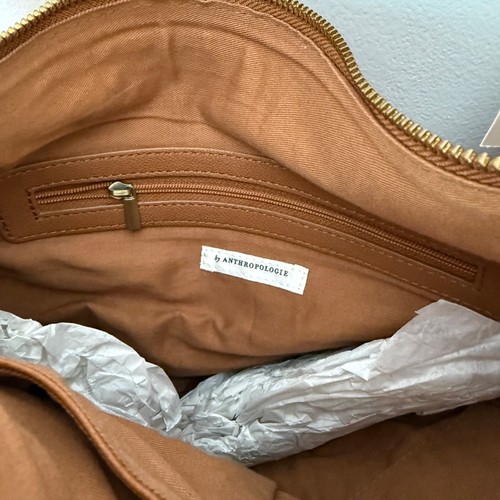 Neu mit Etikett Anthropologie Schultertasche braun gewebt Halbmond verstellbarer Riemen & Reißverschluss - Bild 7 von 8