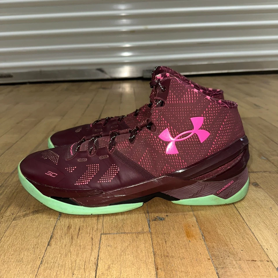 Under Armour Curry 2 мужчин 14 кроссовки Mojo розовый шнурует вверх Athletic баскетбол обувь - Изображение 2 из 4